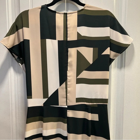 Banana Republic Factory Olive Green Black Cream Twist Front Dress. Size 16. NWT. - Picture 10 of 15